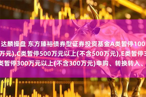 达麟操盘 东方臻裕债券型证券投资基金A类暂停100万元以上(不含100万元),C类暂停500万元以上(不含500万元),E类暂停300万元以上(不含300万元)申购、转换转入、定期定额投资公告