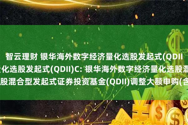 智云理财 银华海外数字经济量化选股发起式(QDII)A,银华海外数字经济量化选股发起式(QDII)C: 银华海外数字经济量化选股混合型发起式证券投资基金(QDII)调整大额申购(含定期定额投资)业务的公告